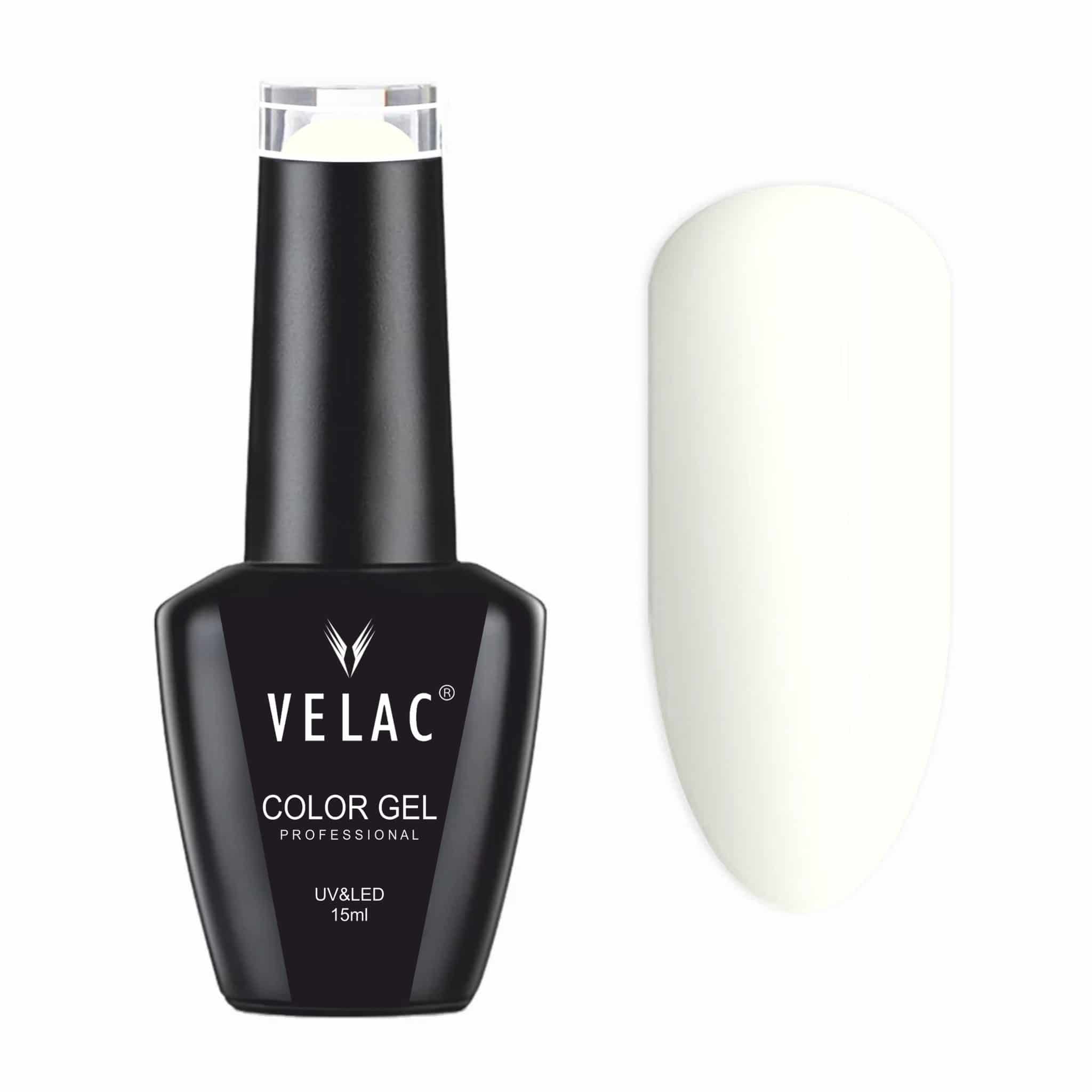Esmalte semipermanente color blanco semitranslucido avainillado 0004 Velac 15 ml super nails