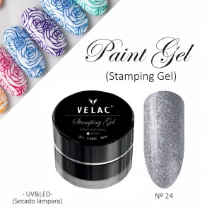 24 Paint Art y Stamping Paint Plateado - Velac - 8ml